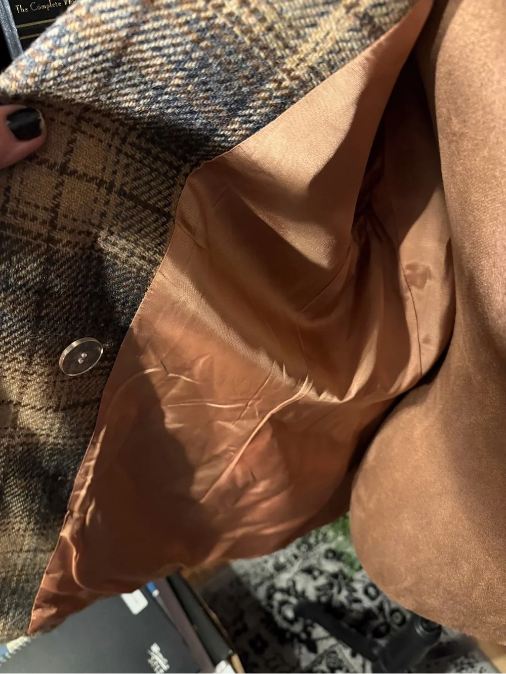 Plaid Double-Breasted Blazer- 100% wool